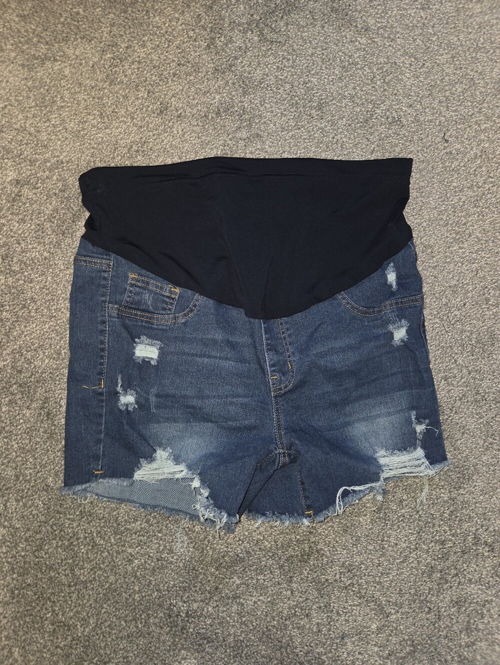 Maternity Denim Distressed Shorts in Dark Blue Size L 8/10